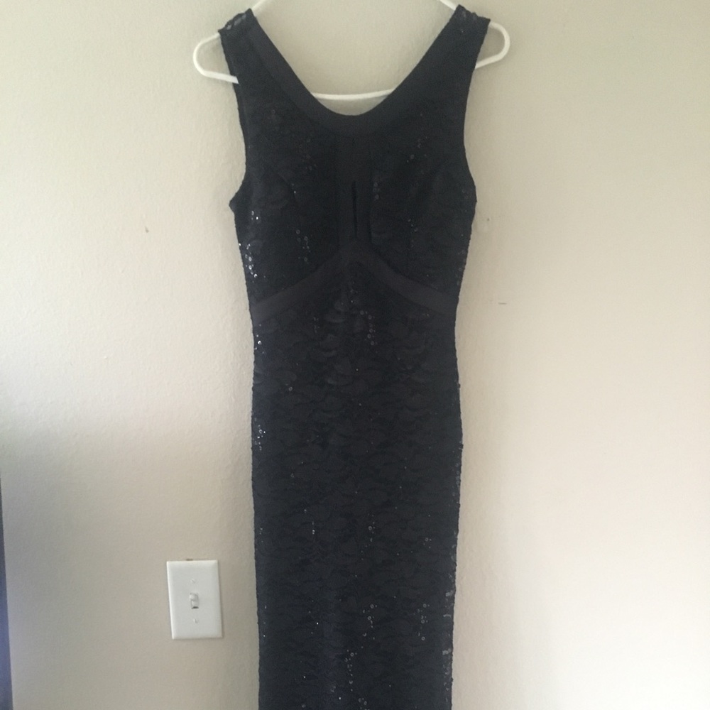 Black glitter prom dress